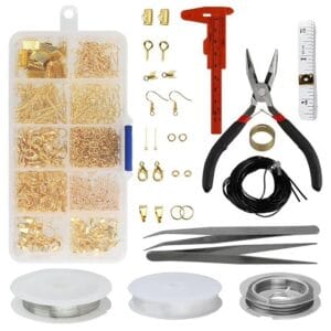 Zestaw półfabrykatów do biżuterii kolczyków bigle ogniwka 880 el. złote