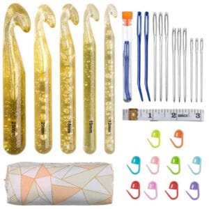 Zestaw do szydełkowania szydełka 12-25 mm duże grube w etui