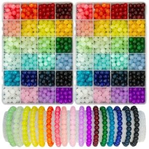 Koraliki szklane zestaw szklanych koralików do biżuterii bransoletek 8 mm 1200 szt.
