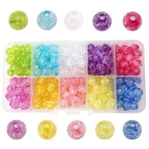 Zestaw szklanych koralików do biżuterii Crackle 8 mm 250 szt. kolorowe