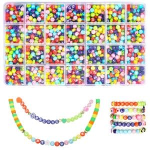 Zestaw koralików, literek do robienia bransoletek 1400 szt.