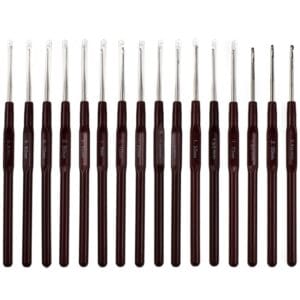 Zestaw szydełek precyzyjnych 16 szt. 0,5 do 2,5 mm brązowe