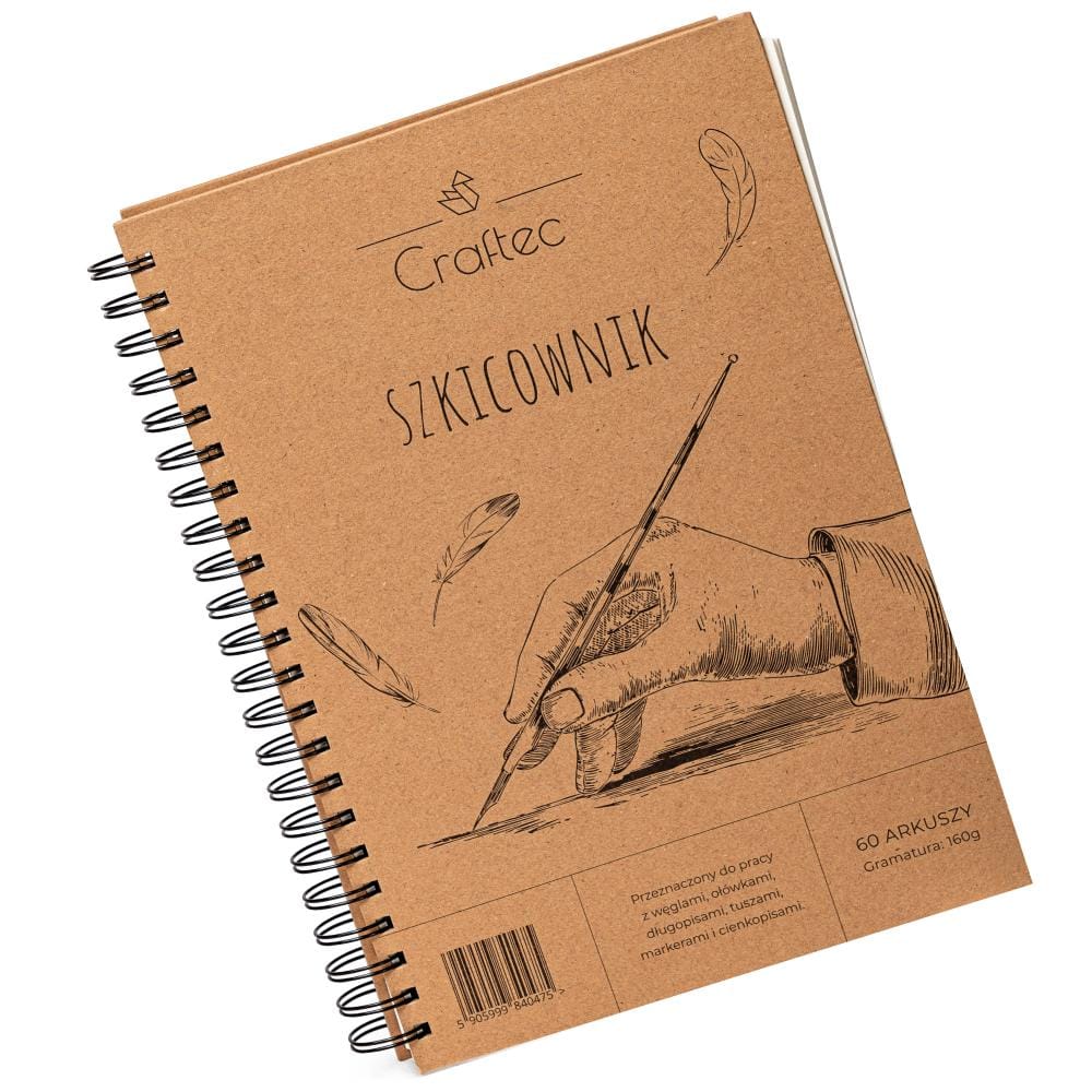 Szkicownik A4 w twardej oprawie 60 arkuszy 160 g na spirali