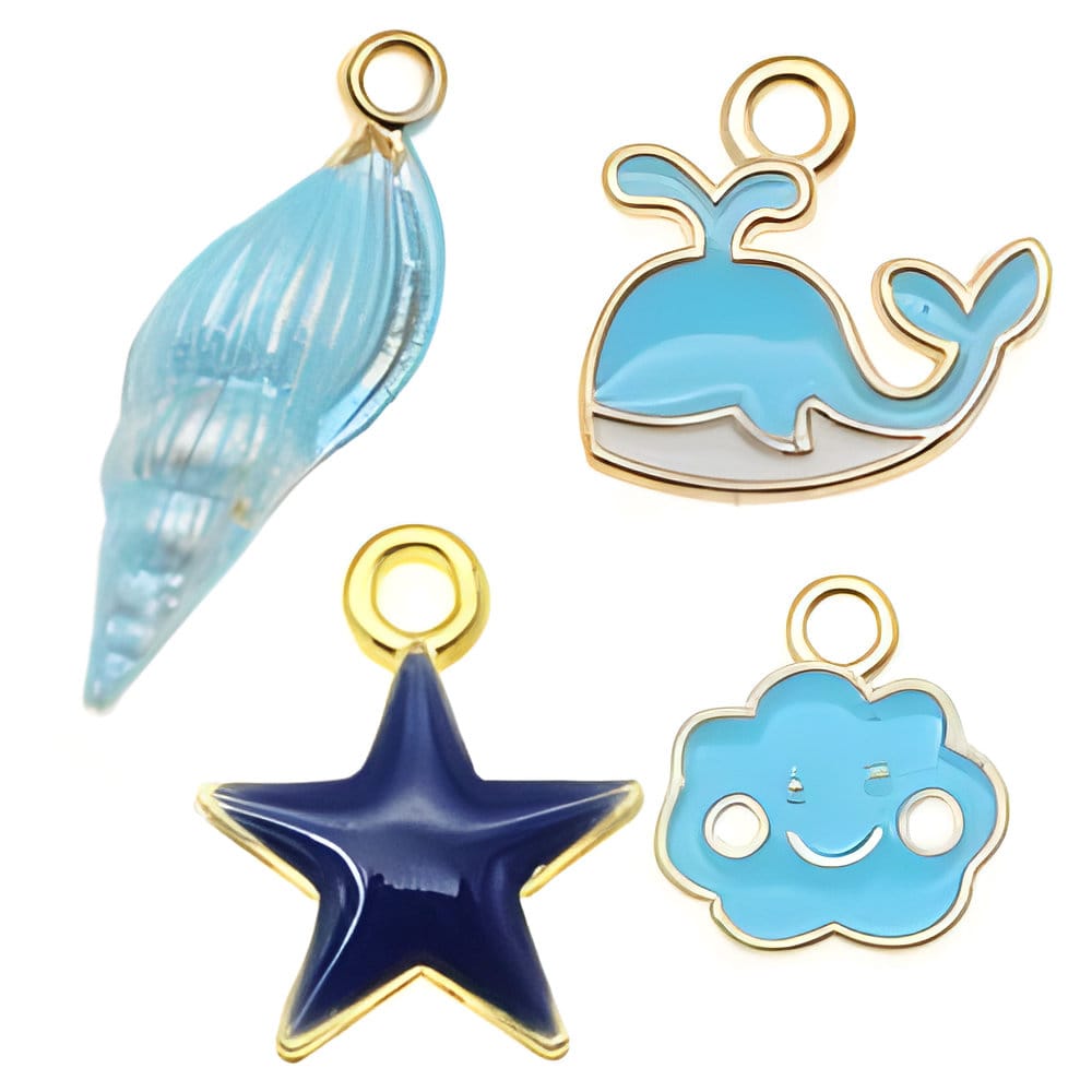 Charmsy metalowe niebieskie do biżuterii 30 szt. - obrazek 4