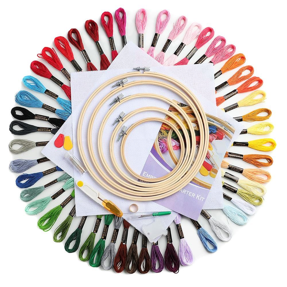 Zestaw do haftowania, wyszywania, tamborki, 100 mulin, igły, etui - obrazek 5