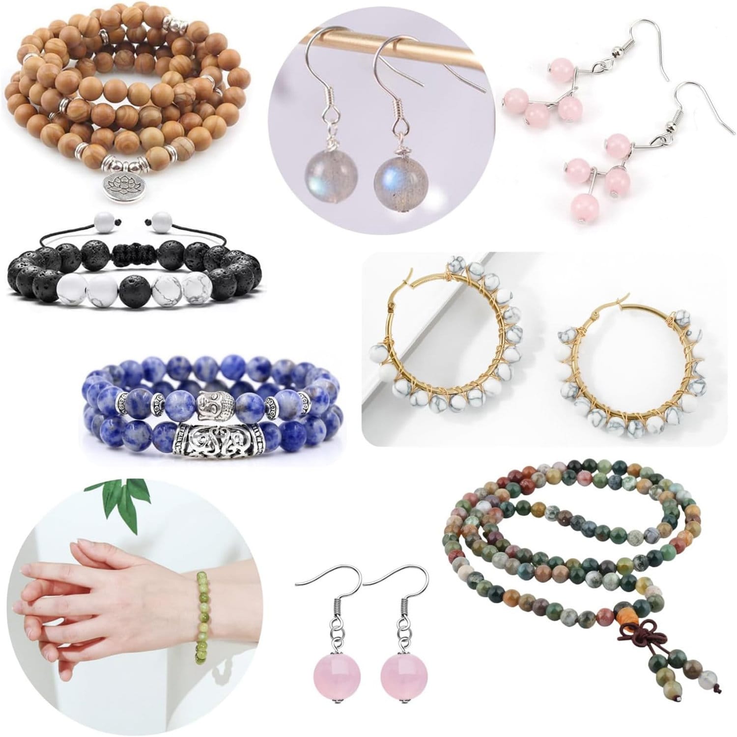 Zestaw koralików z naturalnych kamieni 6 mm 960 szt. - obrazek 4