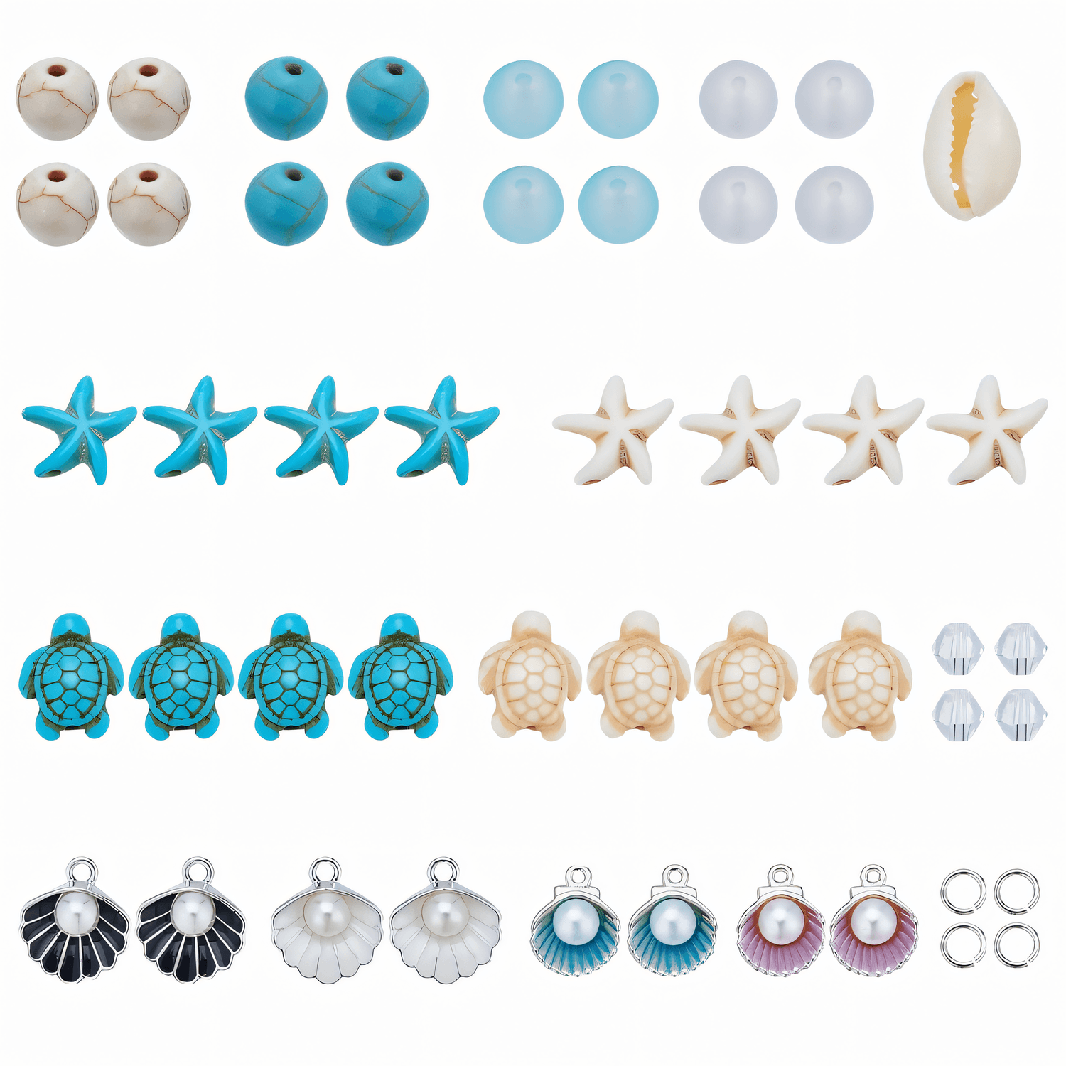 Zestaw koraliki do biżuterii motywy morskie 259 szt. - obrazek 2