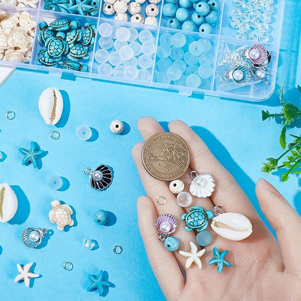 Zestaw koraliki do biżuterii motywy morskie 259 szt. - obrazek 3