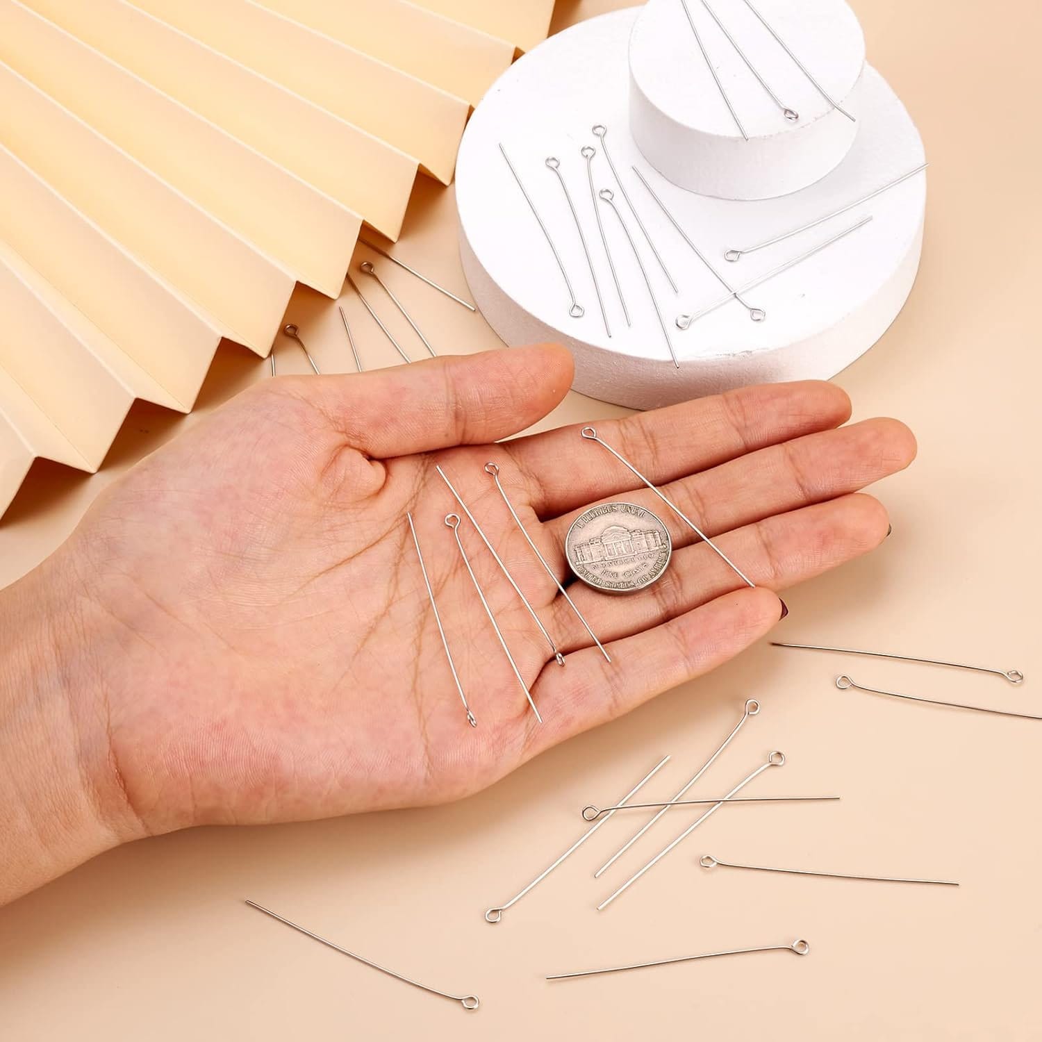 Szpilki jubilerskie z oczkiem stal nierdzewna 50 mm 100 szt. - obrazek 3