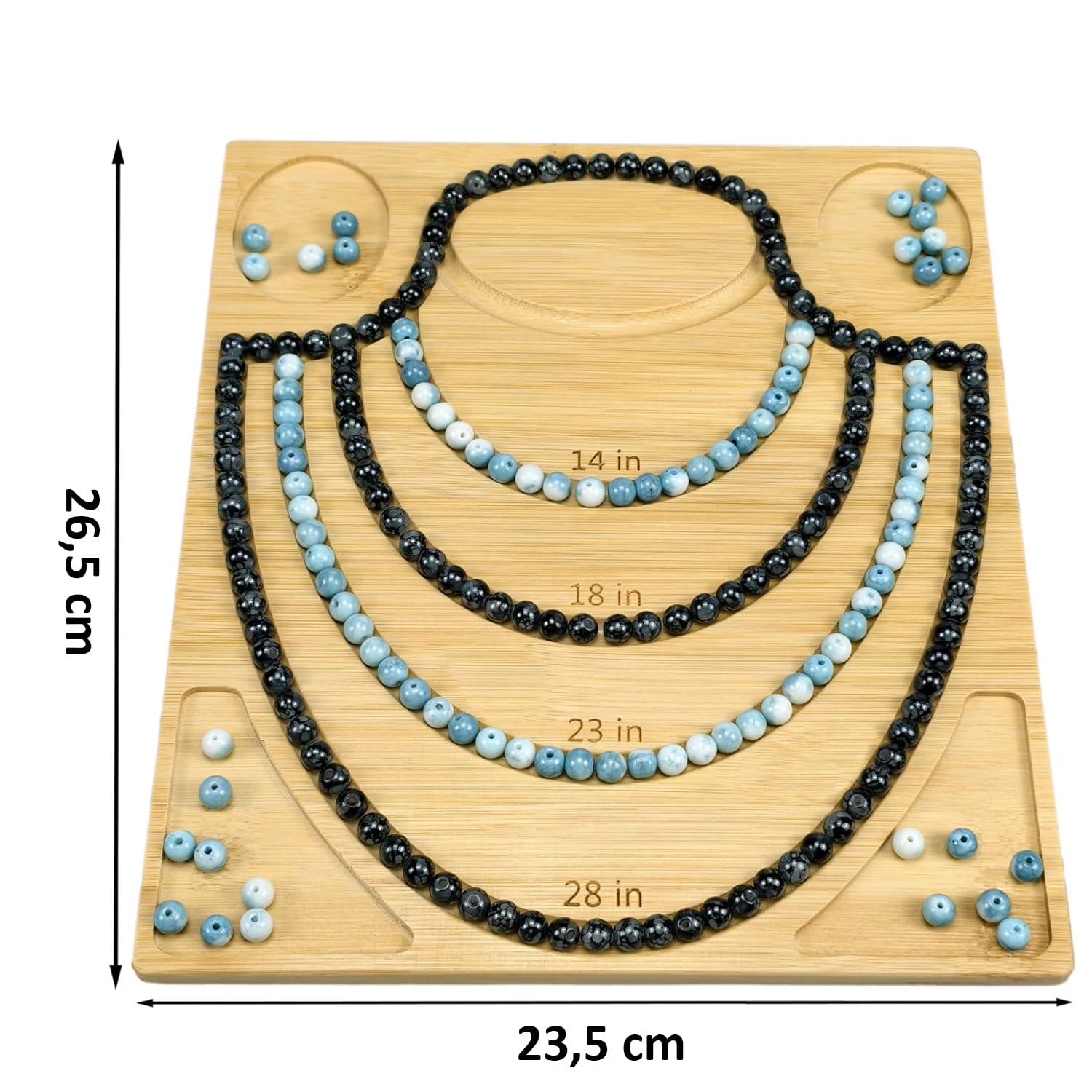 Organizer bambusowy do nawlekania biżuterii 26,5 × 23,5 cm - obrazek 2