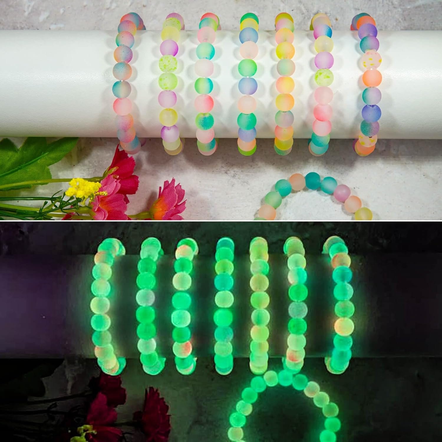 Szklane koraliki luminescencyjne 8 mm zestaw 600 szt. - obrazek 4