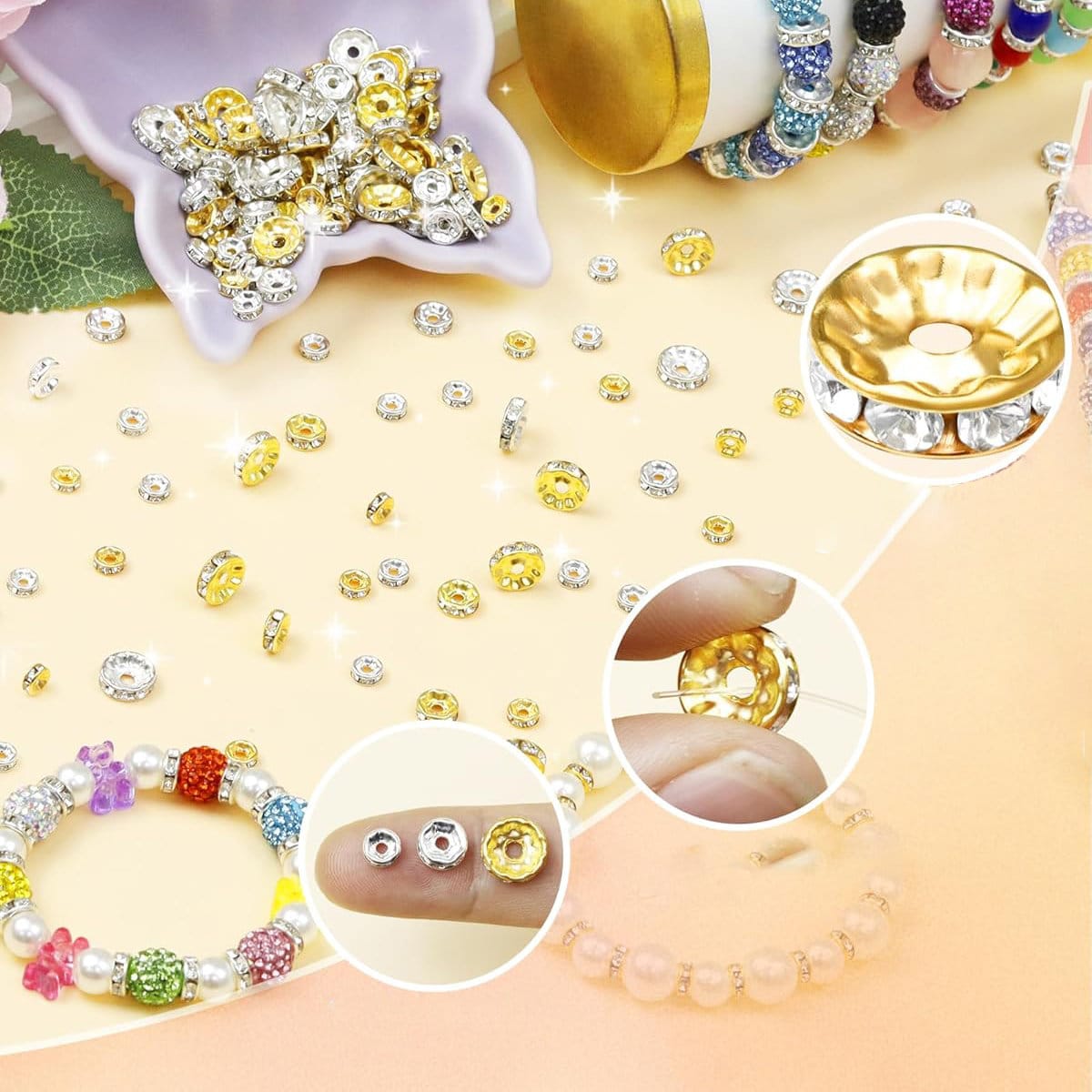 Koraliki dystansowe rondelle z cyrkoniami 300 szt. - obrazek 4