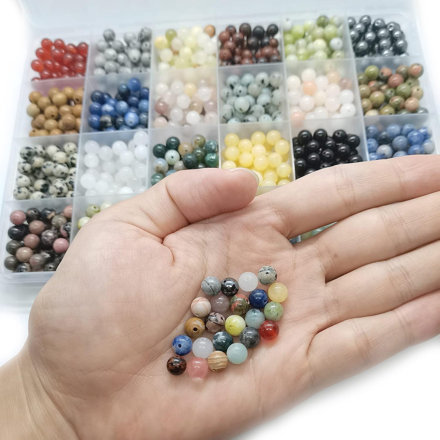 Zestaw koralików z naturalnych kamieni 6 mm 960 szt. - obrazek 3