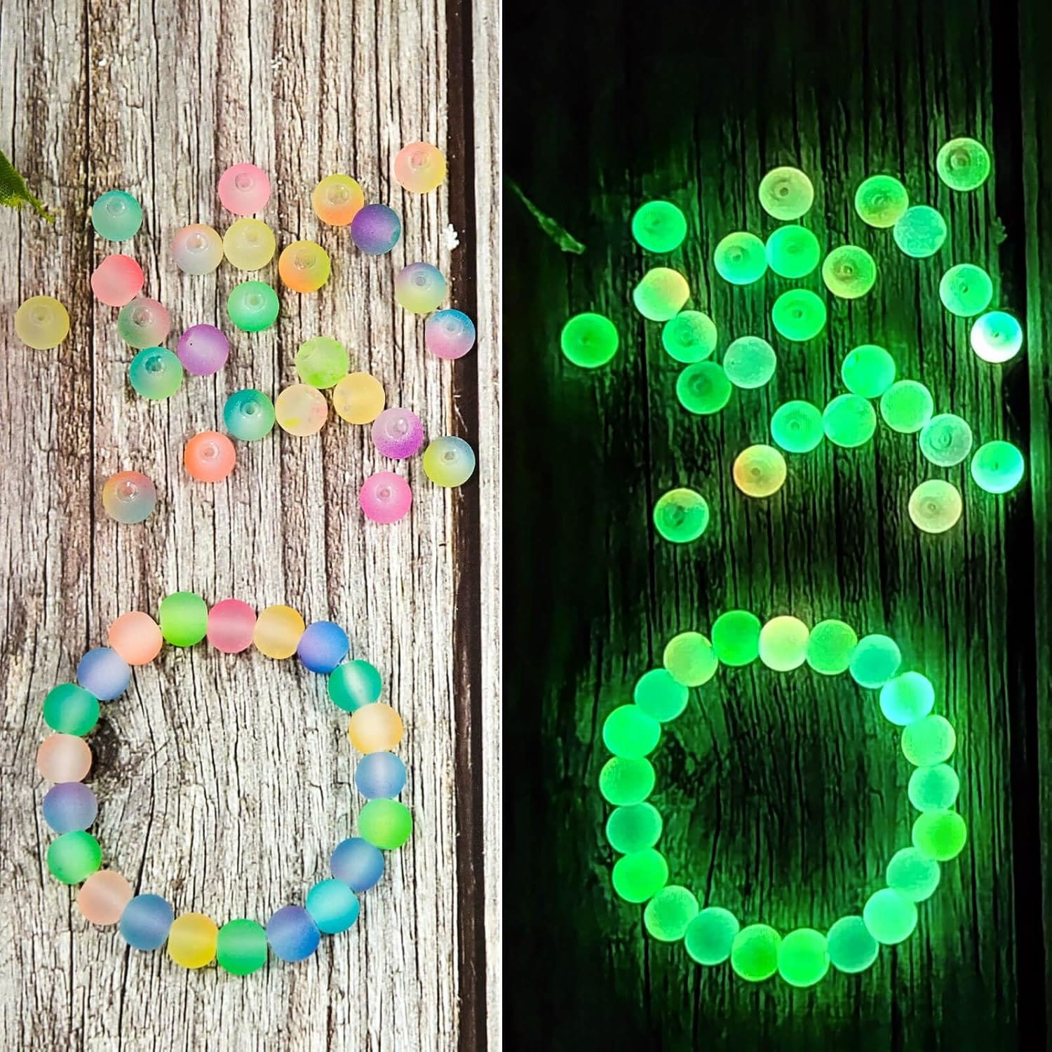 Szklane koraliki luminescencyjne 8 mm zestaw 600 szt. - obrazek 3