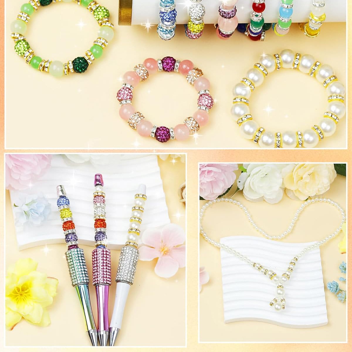 Koraliki dystansowe rondelle z cyrkoniami 300 szt. - obrazek 3