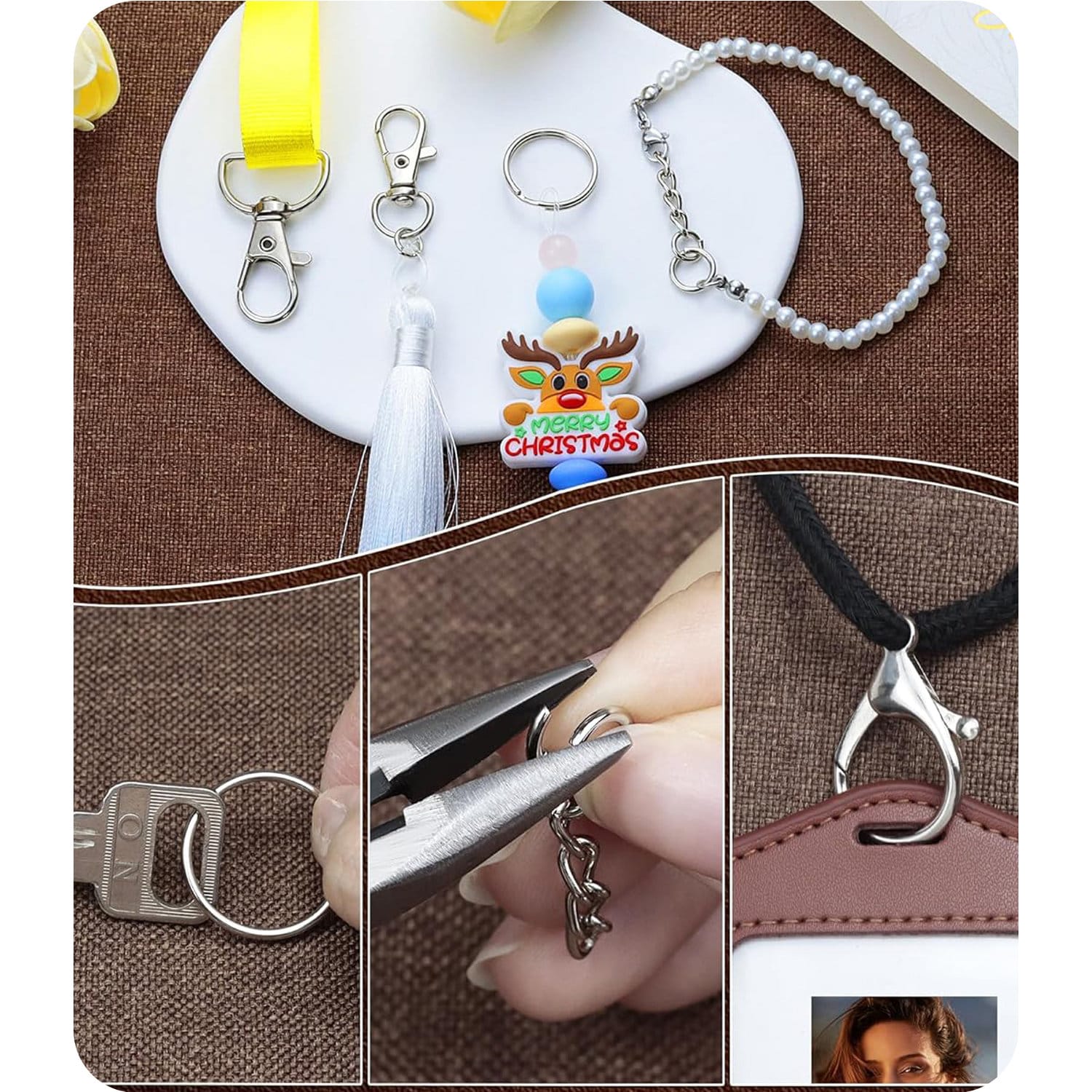 Akcesoria do breloków karabińczyki łańcuszki kółka zestaw 325 szt. - obrazek 4