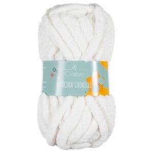 Włóczka Chenille do szydełkowania, wyplatania 20 mm biała #4