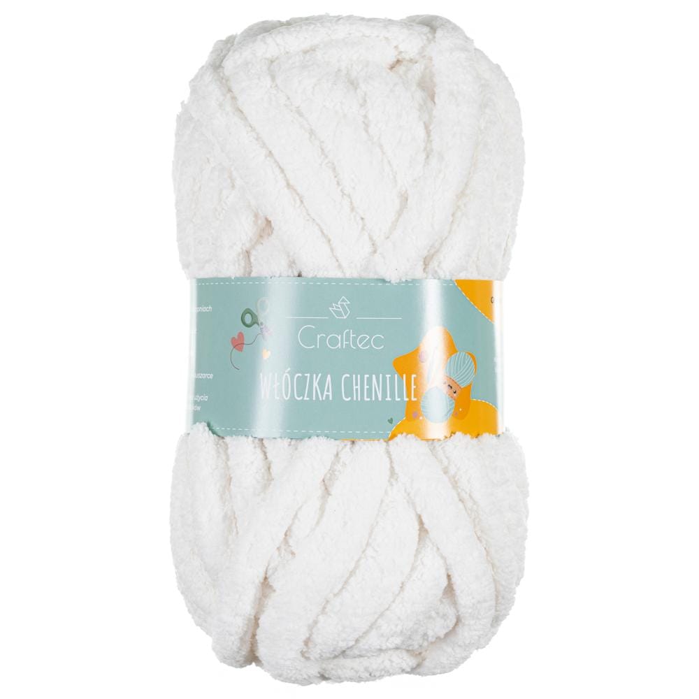 Włóczka Chenille do szydełkowania, wyplatania 20 mm biała #4