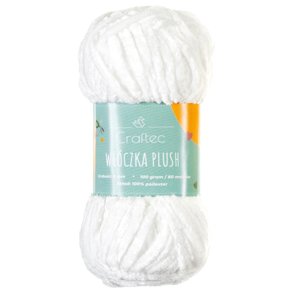 Włóczka Plush do szydełkowania 6 mm biała #1