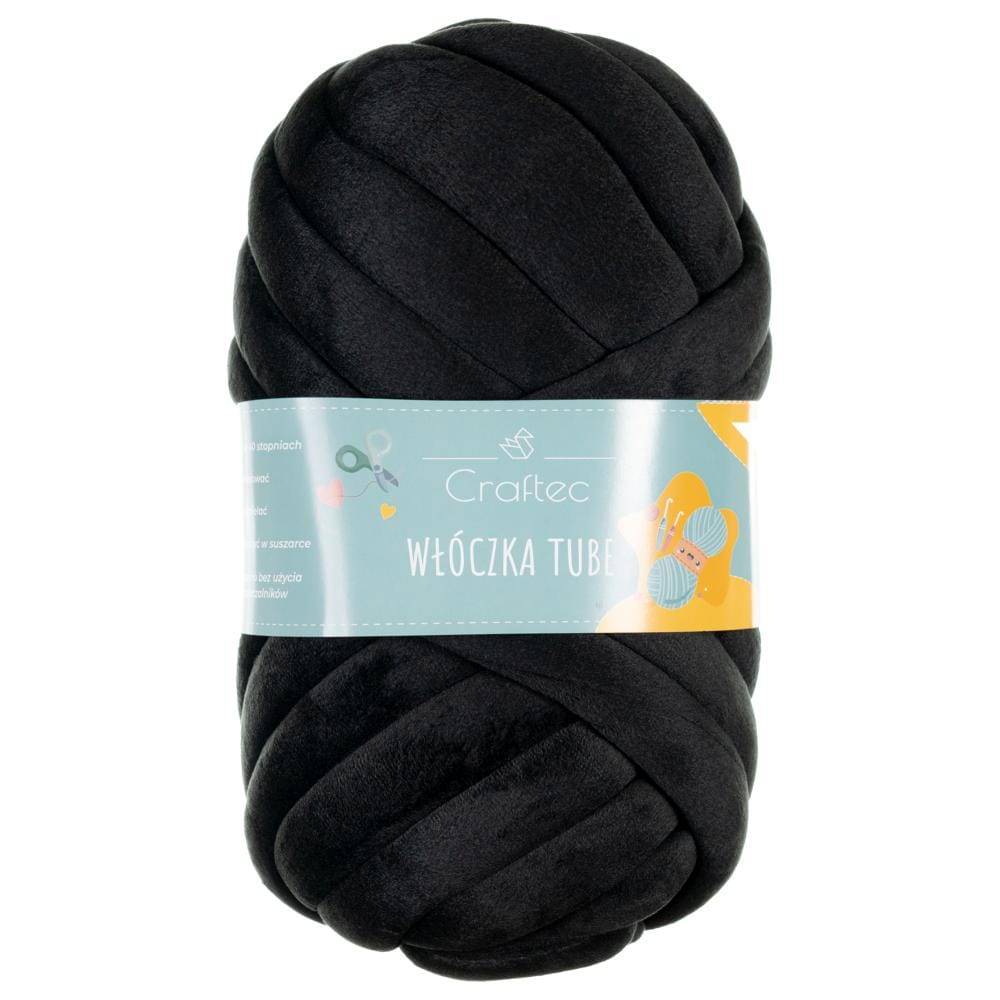 Włóczka Tube do szydełkowania, wyplatania 20 mm czarna #18