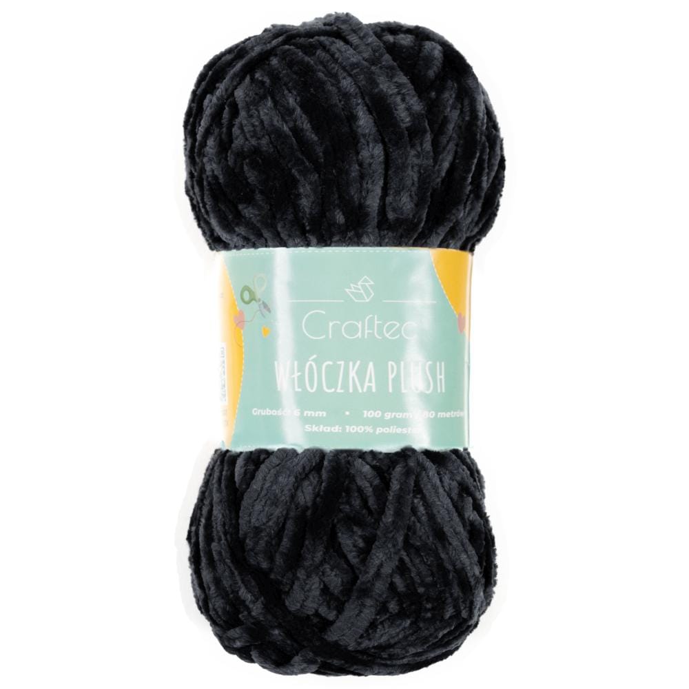 Włóczka Plush do szydełkowania 6 mm czarna #22