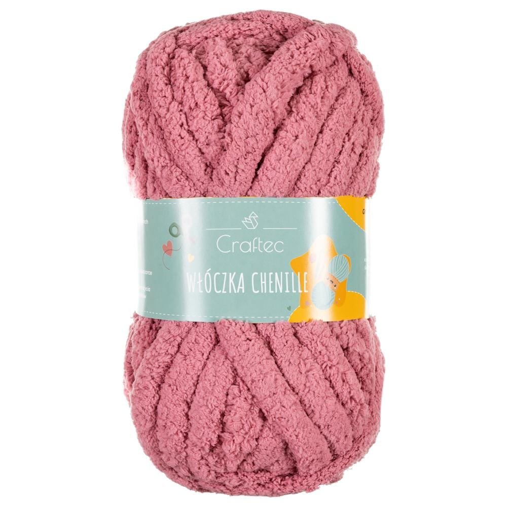 Włóczka Chenille do szydełkowania, wyplatania 20 mm różowa #1