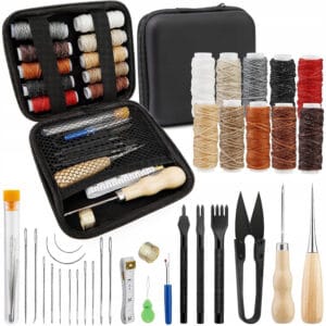 Akcesoria do szycia skóry nici igły szydło dziurkacz zestaw