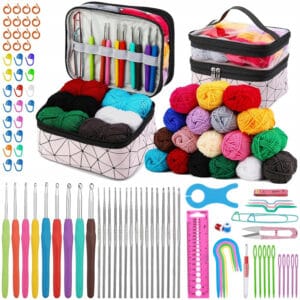 Akcesoria do szydełkowania szydełka włóczka znaczniki zestaw 105 el.