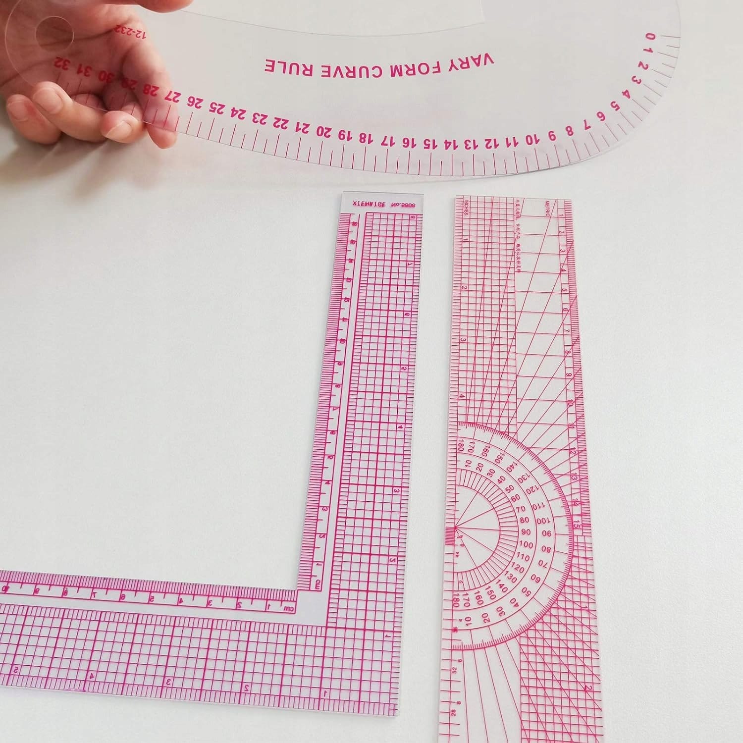 Linijki krzywiki miary do szycia i wykrojów zestaw 9 szt. - obrazek 4