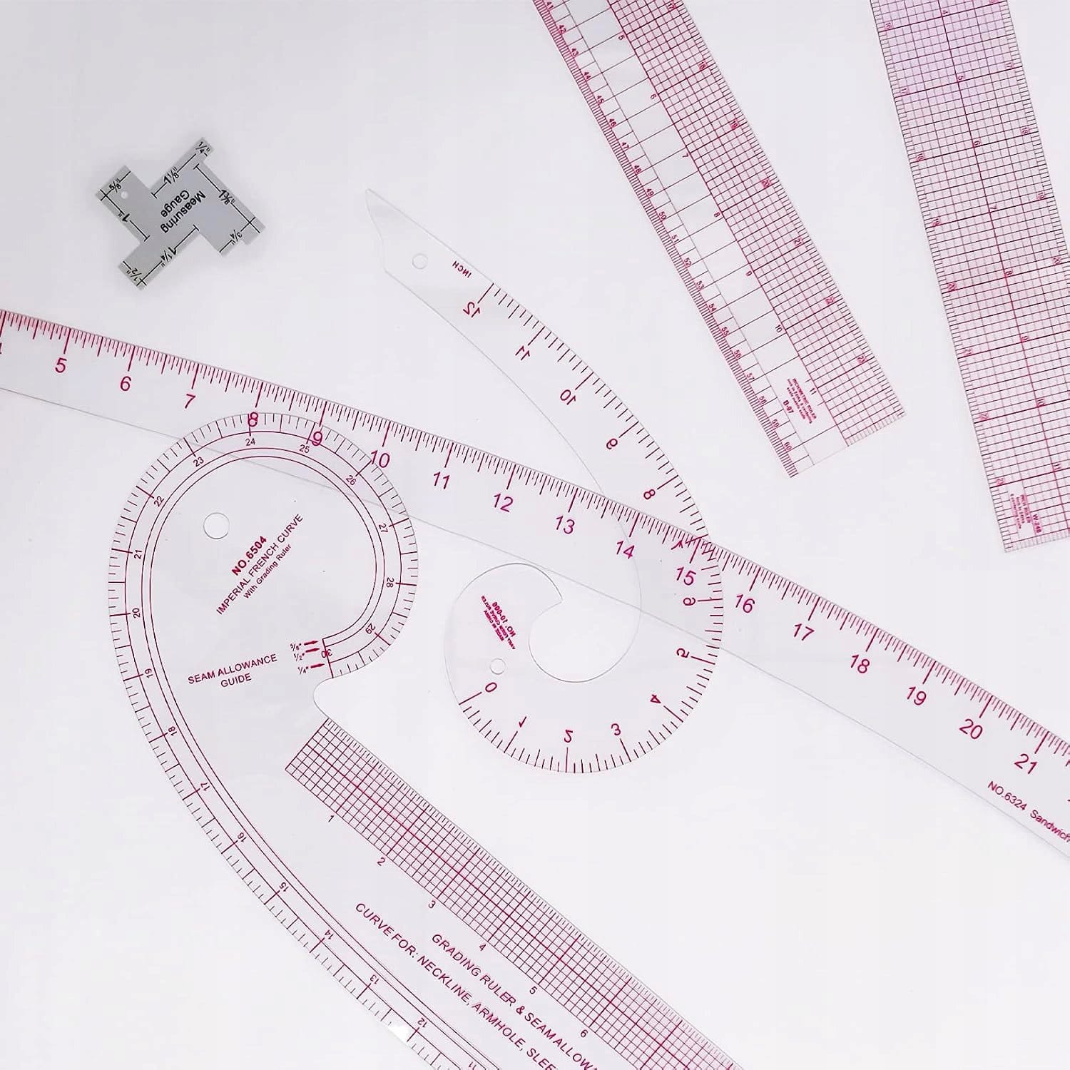 Linijki krzywiki miary do szycia i wykrojów zestaw 9 szt. - obrazek 2
