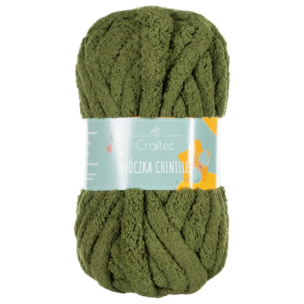 Włóczka Chenille do szydełkowania, wyplatania 20 mm zielona #2
