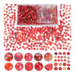 Zestaw czerwonych koralików do bransoletek i biżuterii 900 szt.