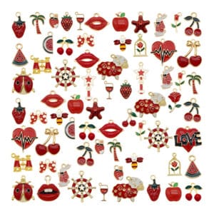 Charmsy metalowe czerwone do biżuterii 30 szt.