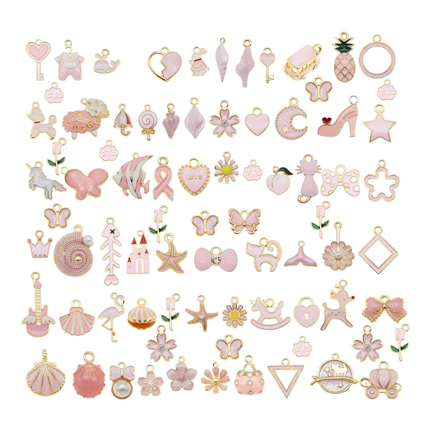 Charmsy metalowe różowe do biżuterii 30 szt.