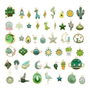 Charmsy metalowe zielone do biżuterii 30 szt.