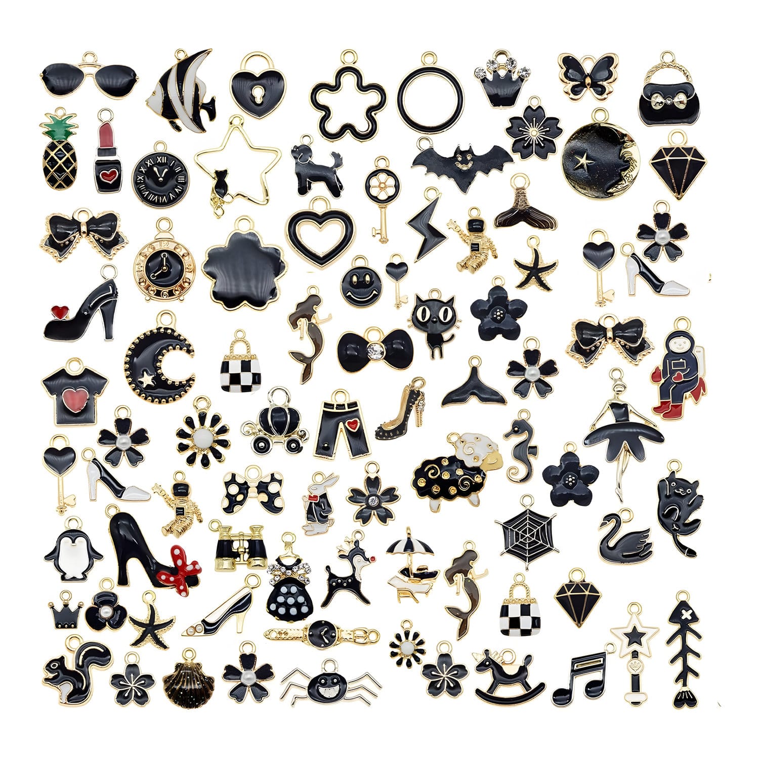 Charmsy metalowe czarne do biżuterii 30 szt.