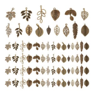 Charmsy liście antyczny brąz do tworzenia biżuterii 150 szt.