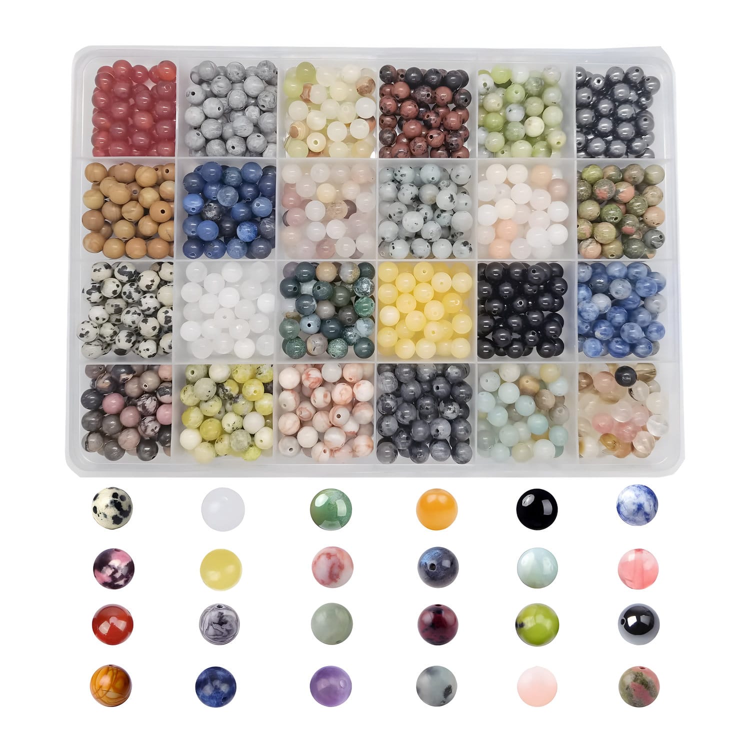 Zestaw koralików z naturalnych kamieni 6 mm 960 szt.