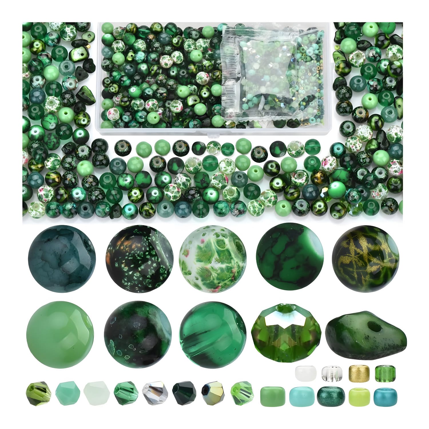 Zestaw zielonych koralików do bransoletek i biżuterii 900 szt.