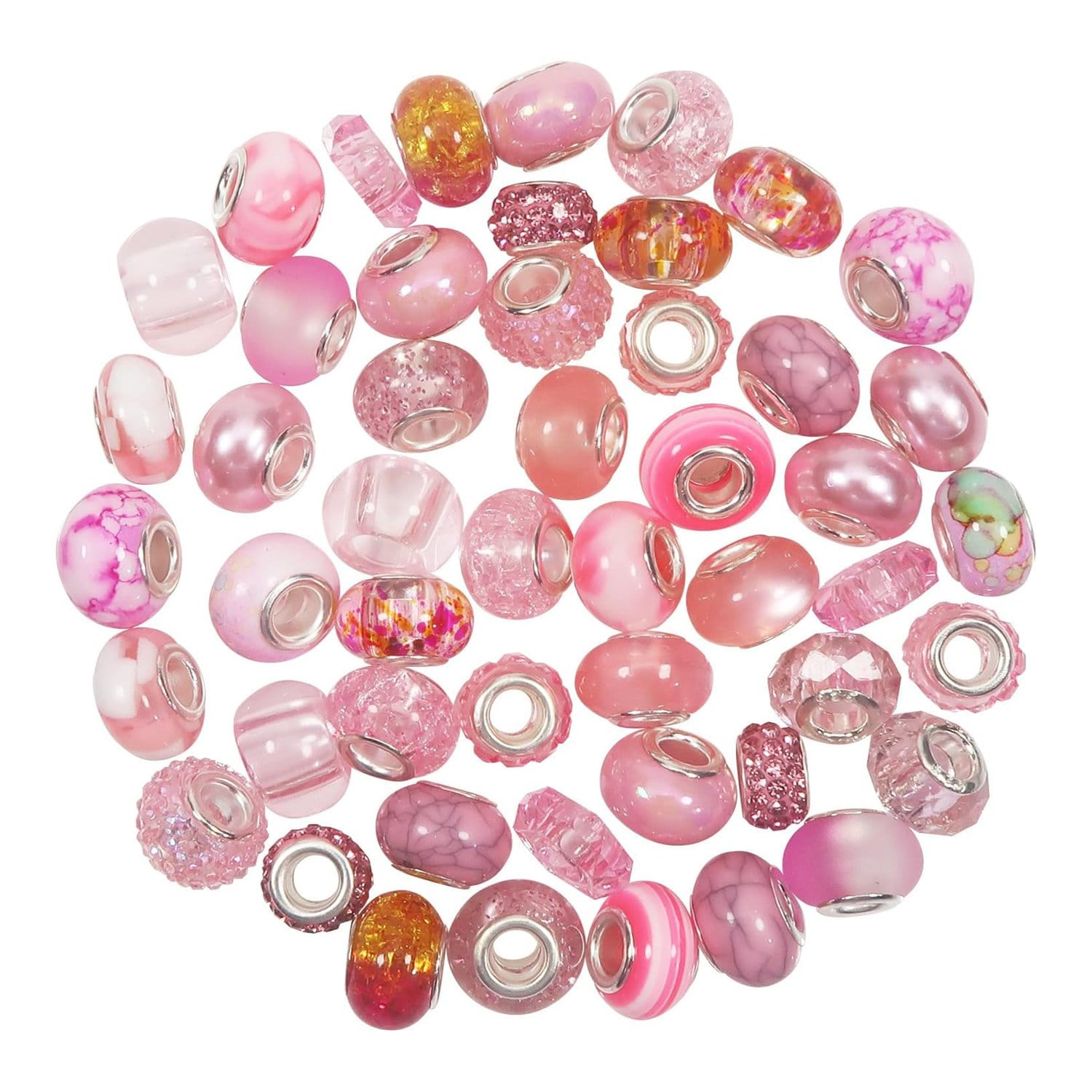 Koraliki europejskie akrylowe różowe 11-14 mm 50 szt.