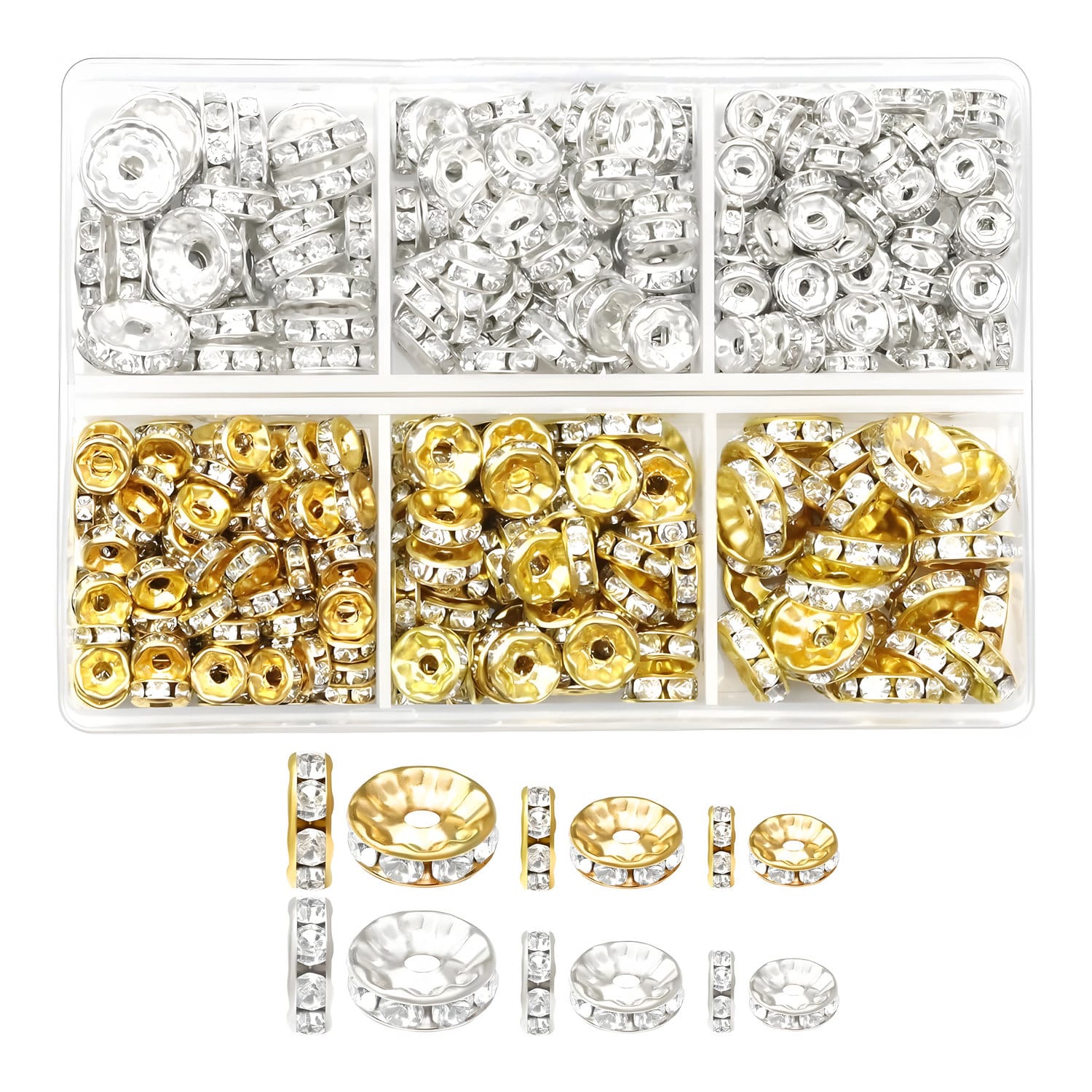 Koraliki dystansowe rondelle z cyrkoniami 300 szt.