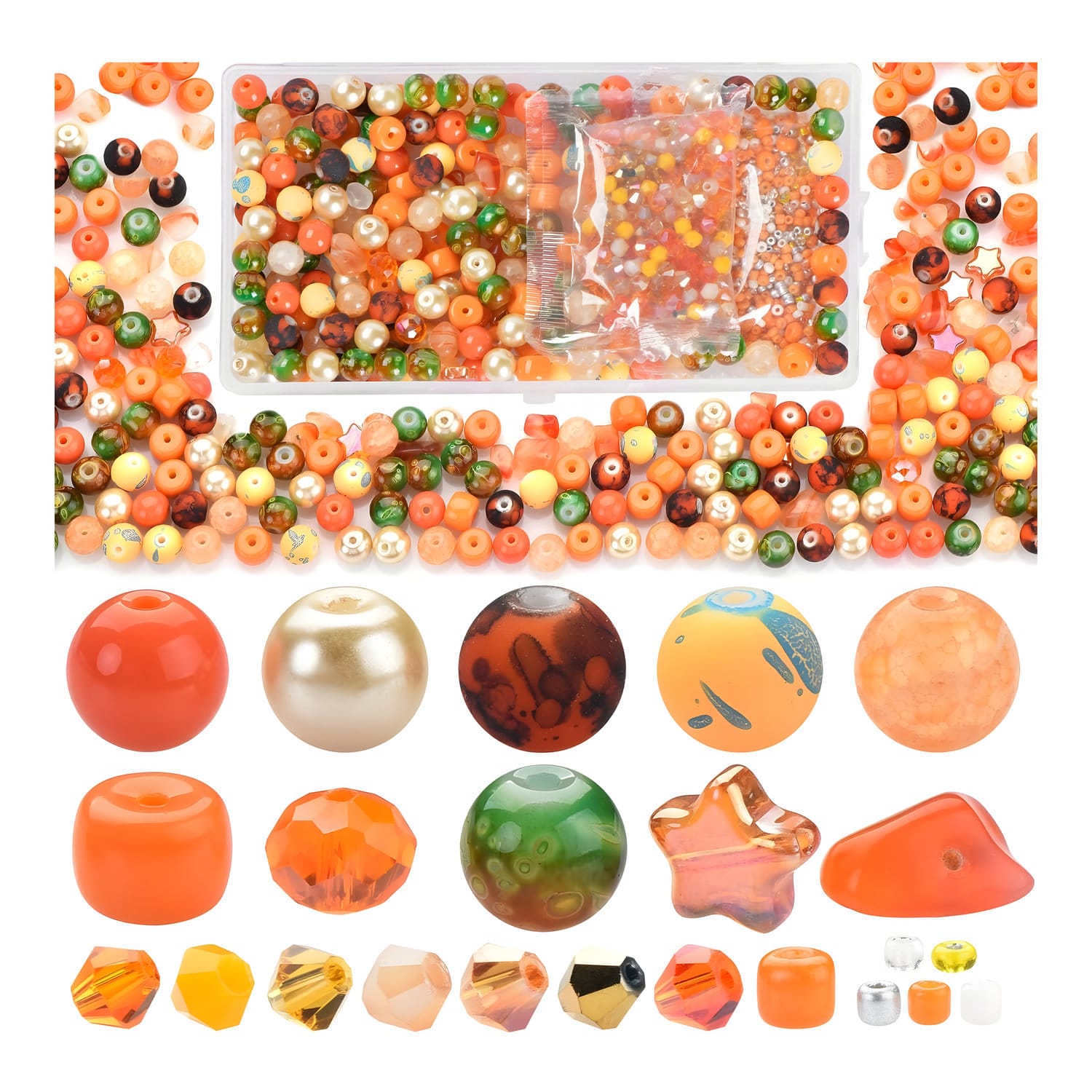 Zestaw pomarańczowych koralików do bransoletek i biżuterii 900 szt.