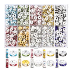 Koraliki dystansowe rondelle z kryształkami 200 szt.