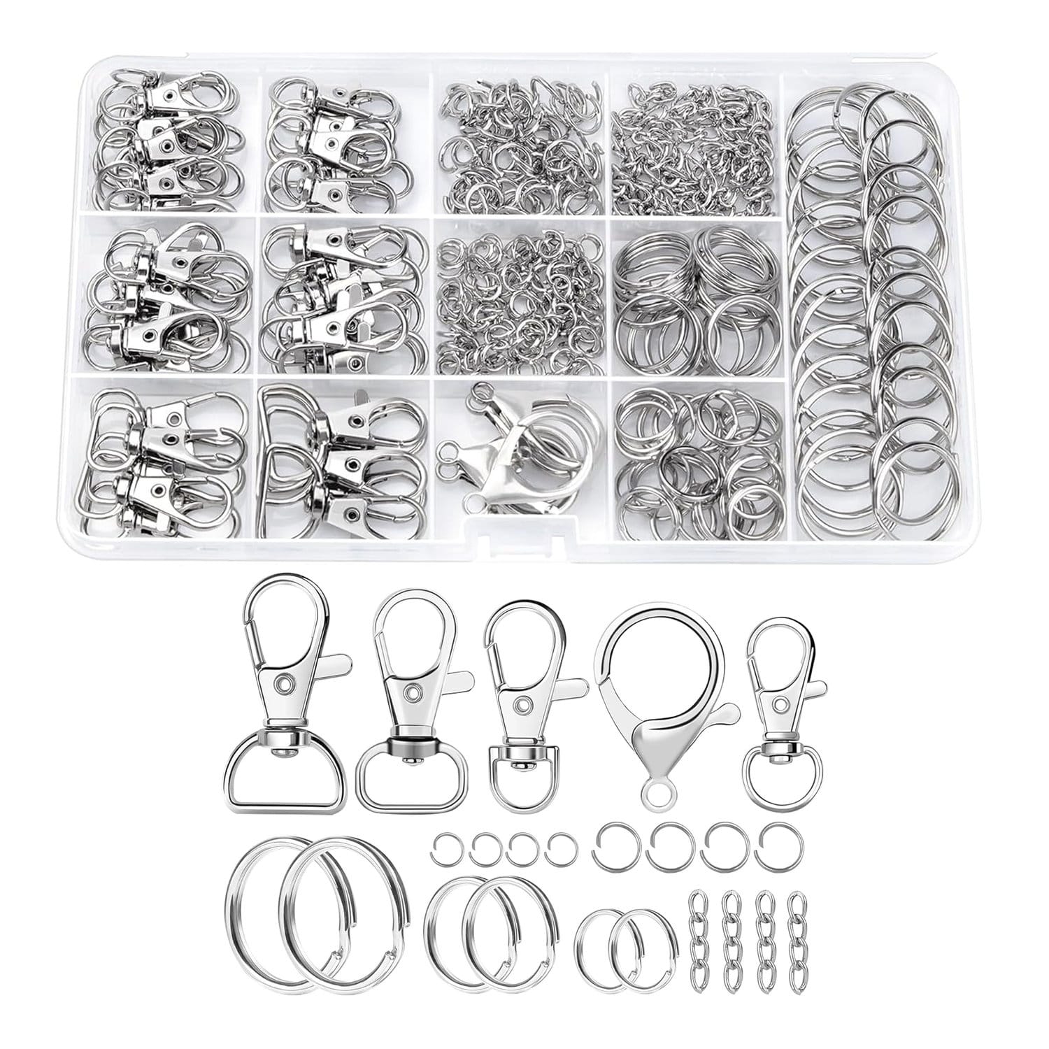 Akcesoria do breloków karabińczyki łańcuszki kółka zestaw 325 szt.