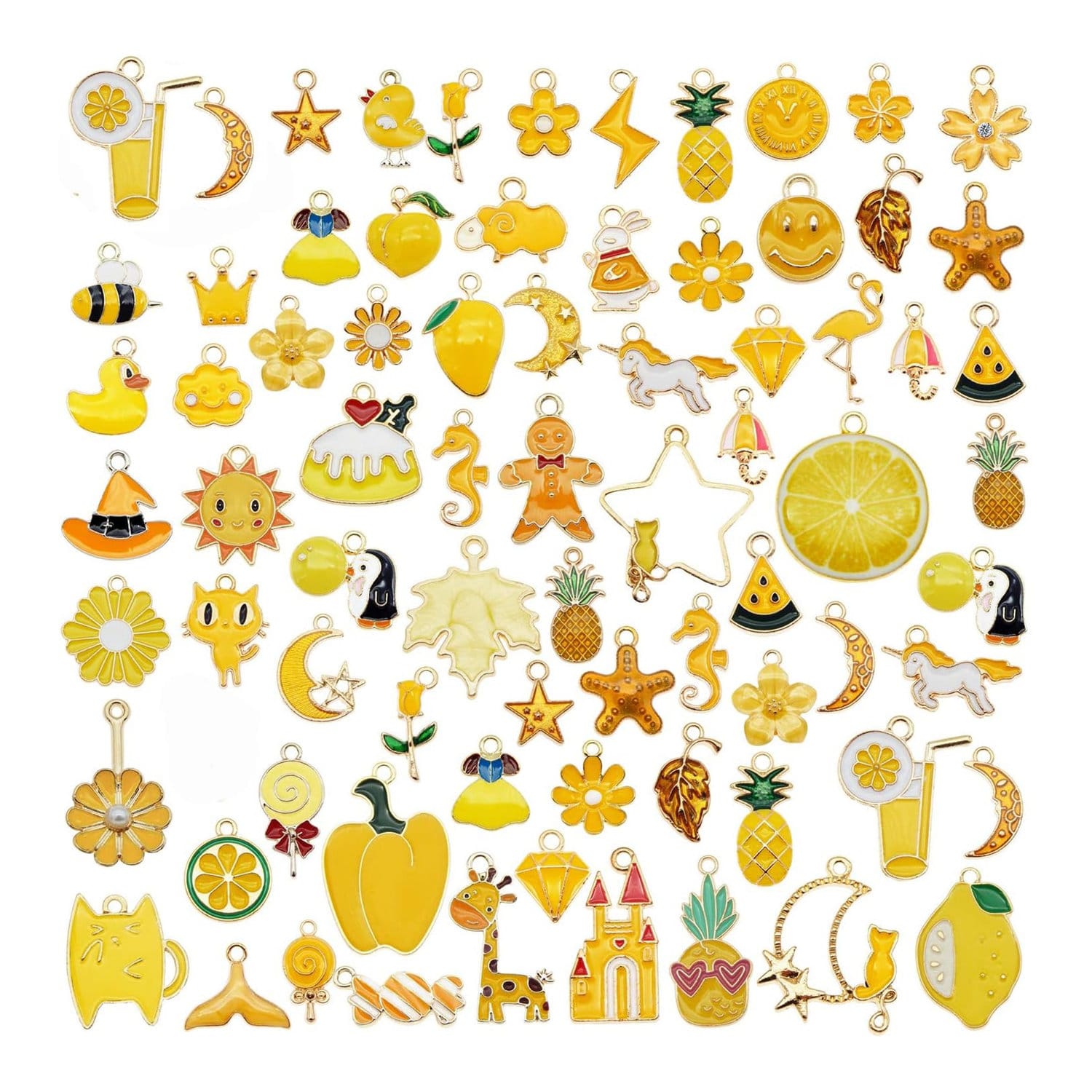 Charmsy metalowe żółte do biżuterii 30 szt.
