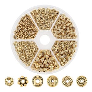 Koraliki dystansowe antyczne złote do biżuterii 300 szt.