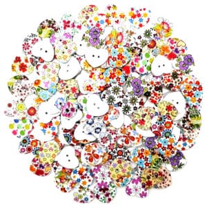 Drewniane guziki dekoracyjne serduszka do szycia 100 szt.