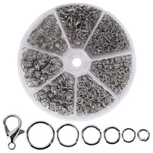 Oczka zapięcia do robienia biżuterii srebrne zestaw 1014 szt.