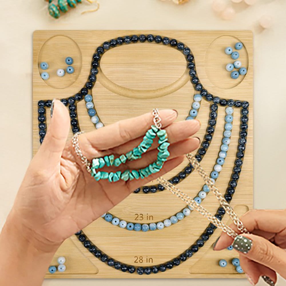 Organizer bambusowy do nawlekania biżuterii 26,5 × 23,5 cm - obrazek 4