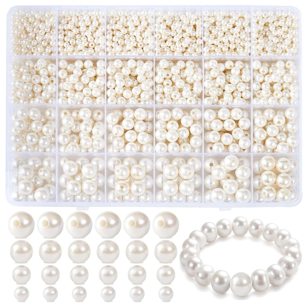 Zestaw akrylowych koralików do robienia biżuterii bransoletek Perły 1890 szt.